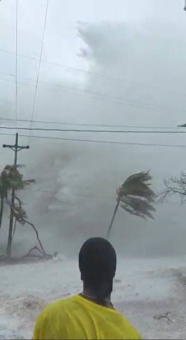 A person looks as Hurricane Iota makes landfall in San Andres, Colombia