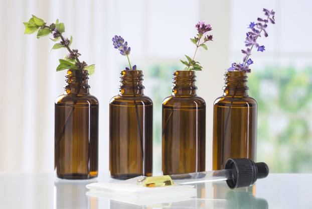 Bottle of essential oil