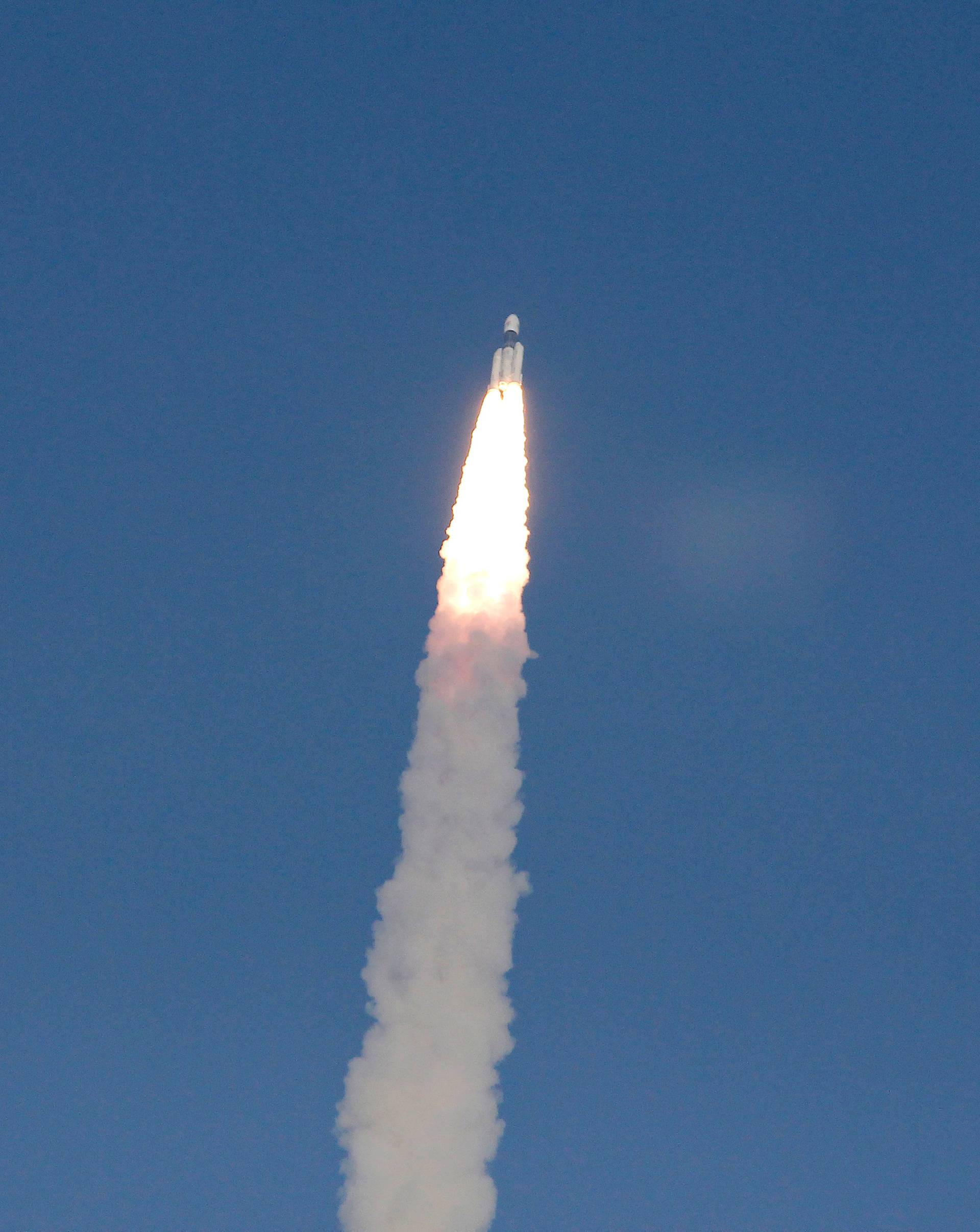 FILE PHOTO: India's Geosynchronous Satellite Launch Vehicle Mk III carrying GSAT-29 communication satellite lifts off from the Satish Dhawan Space Centre in Sriharikota