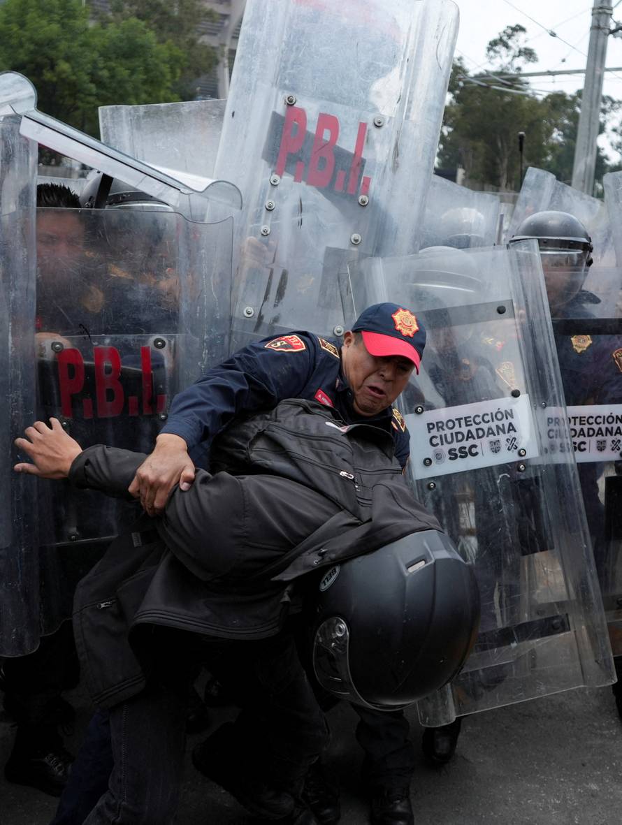 Protest march ahead of the opening match of the 2026 FIFA World Cup, in Mexico City
