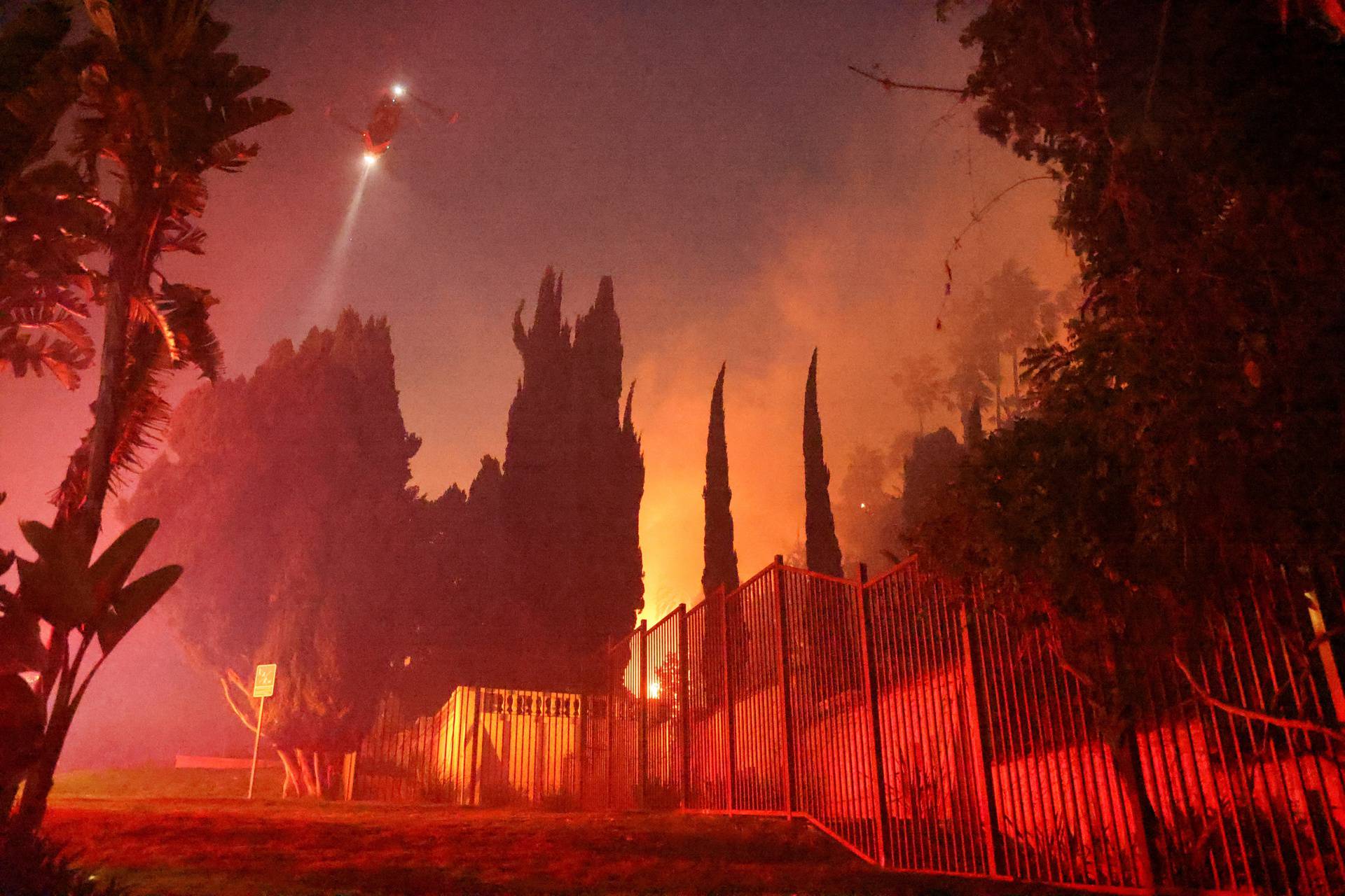 Sunset Fire in the Hollywood neighborhood of Los Angeles