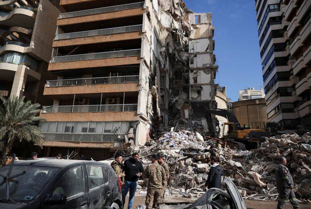 Aftermath of an Israeli strike carried out on Wednesday, in Tallet El Khayat in Beirut
