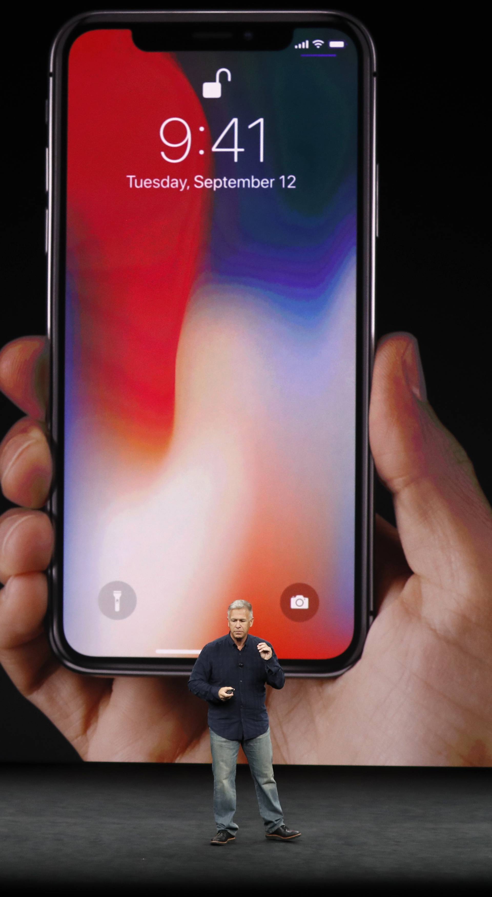 Apple's Schiller introduces the iPhone x during a launch event in Cupertino