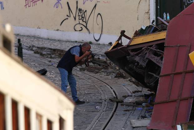 Aftermath of the Gloria Funicular accident in Lisbon
