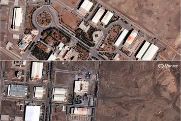 Combination photo of satellite images shows damage at the Natanz Nuclear Facility
