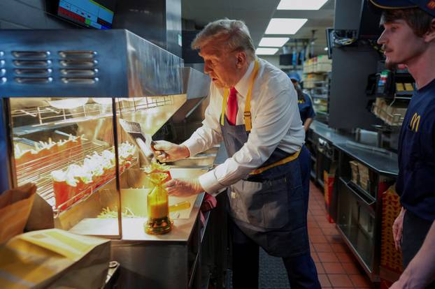 Republican presidential nominee and former U.S. President Trump visits McDonalds in Feasterville-Trevose, Pennsylvania
