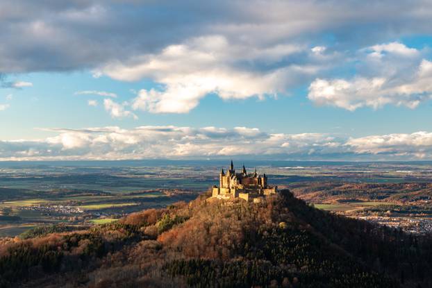Autumn View of Hohenzollern Castle Surrounded by Colorful Landscapes