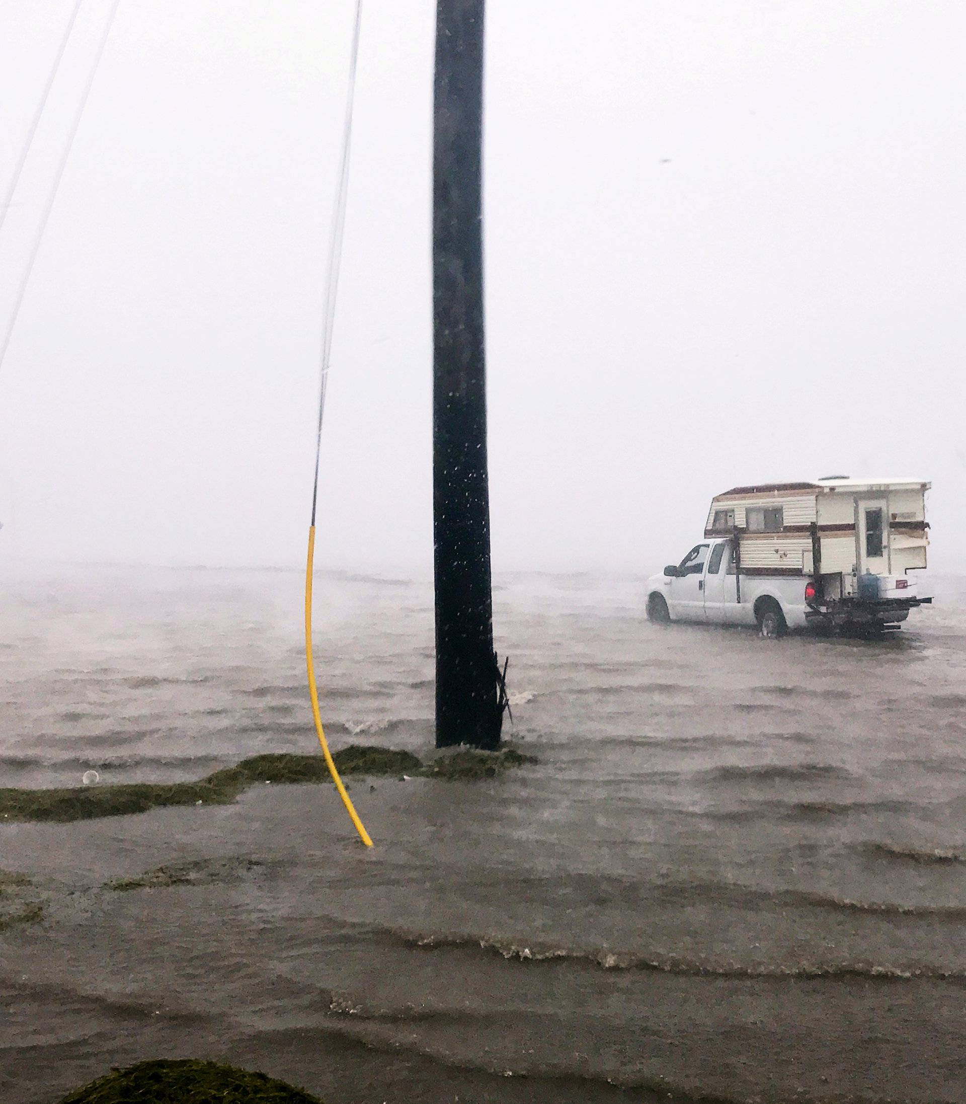 Craig "Cajun" Uggen, 57, nearly floods his truck as Hurricane Harvey comes ashore in Corpus Christi