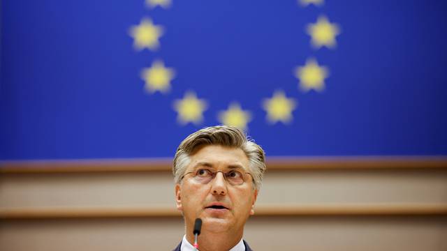 EU Parliament holds debate with Croatian Prime Minister Andrej Plenkovic, in Brussels