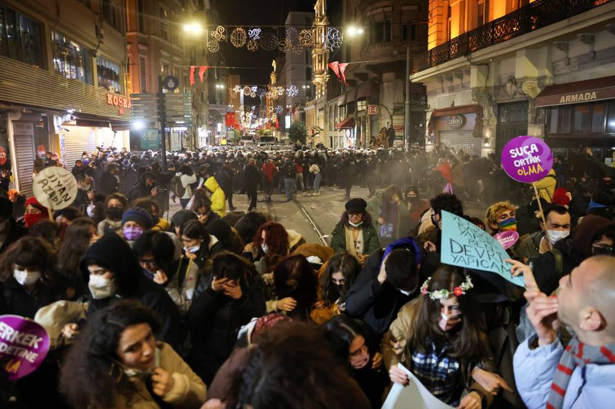 Women march against gender-based violence, in Istanbul