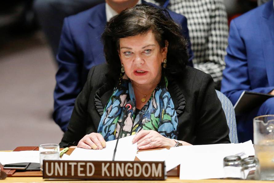Pierce, UK Ambassador to the United Nations speaks during the emergency United Nations Security Council meeting on Syria at the U.N. headquarters in New York