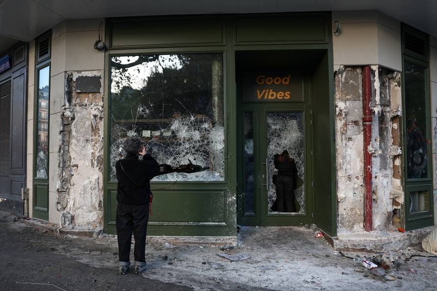 Aftermath of clashes during a national day of protests against the cost of living and rising fuel prices, in Paris