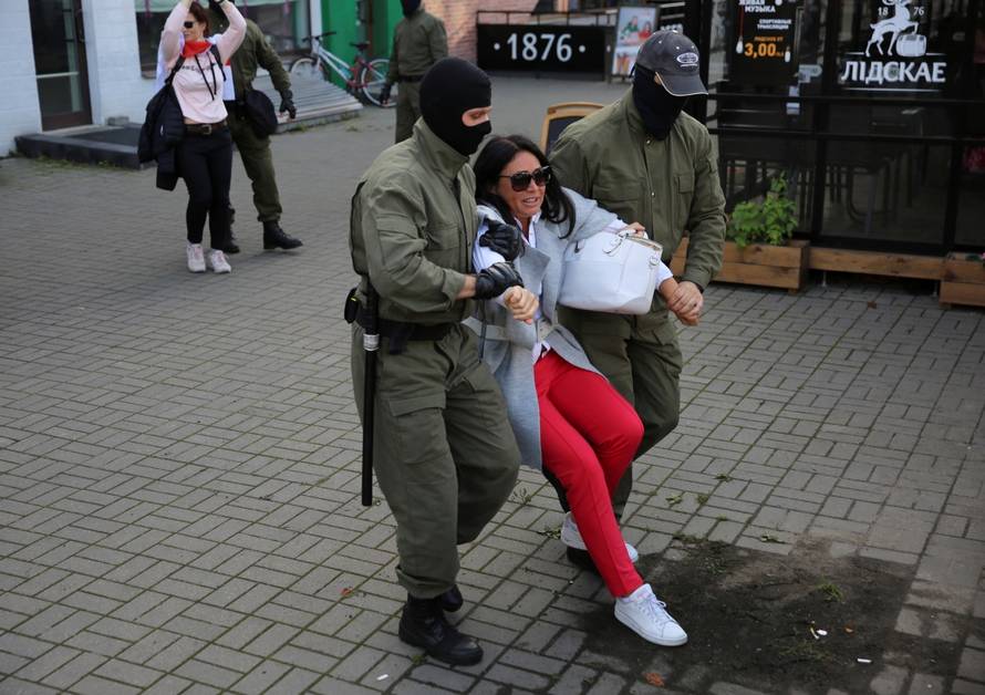 Belarusian opposition supporters protest against presidential election results in Minsk
