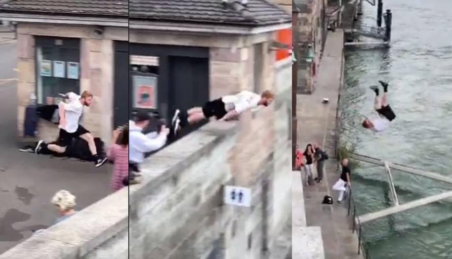 Od ovog suludog skoka u Rajnu moglo bi vas zaboljeti u trbuhu