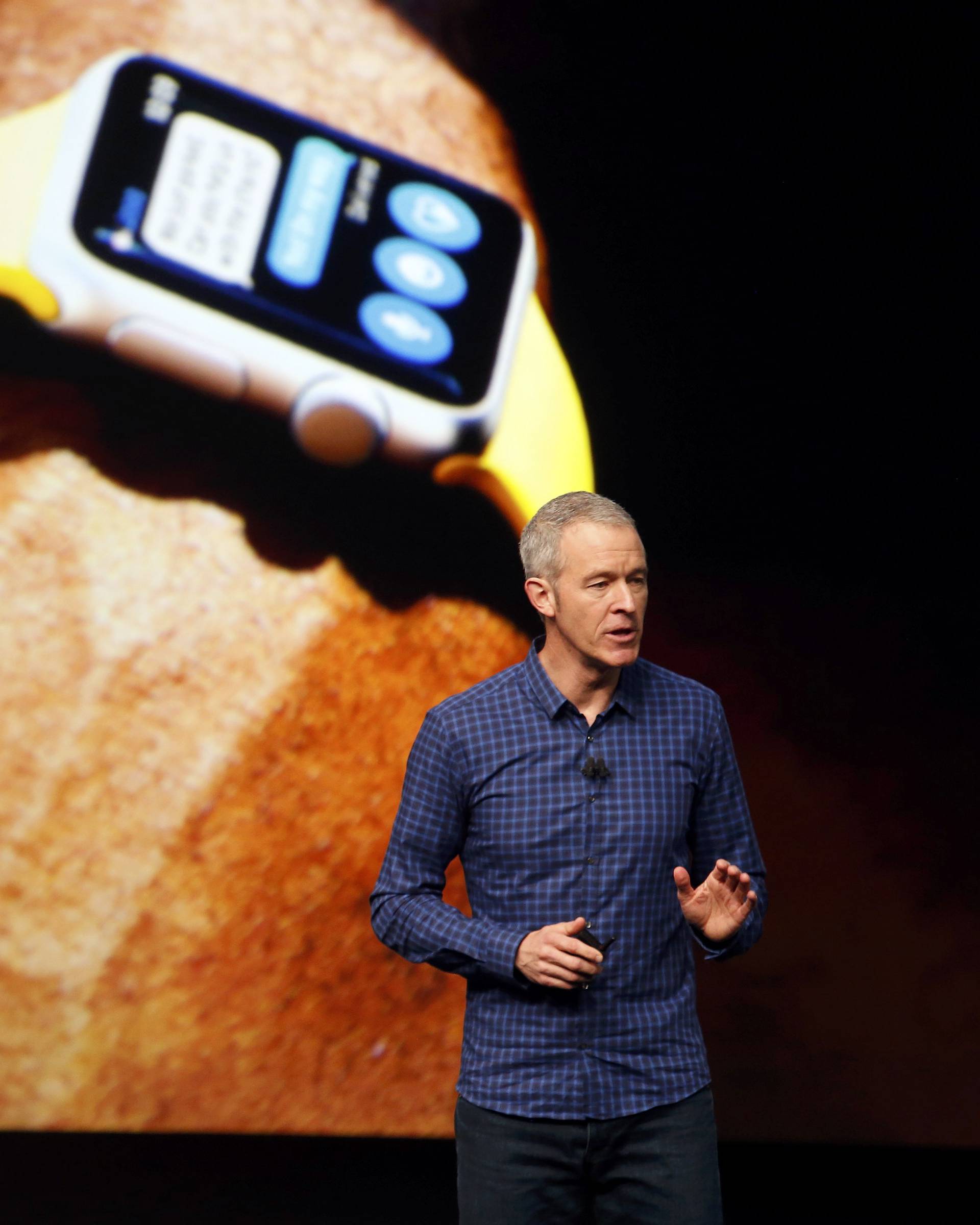 Jeff Williams discusses the Apple Watch Series 2 during an Apple media event in San Francisco