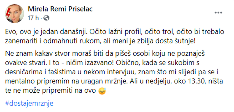Remi je dobila užasne poruke: Glupačo, objavi ako imaš m*da
