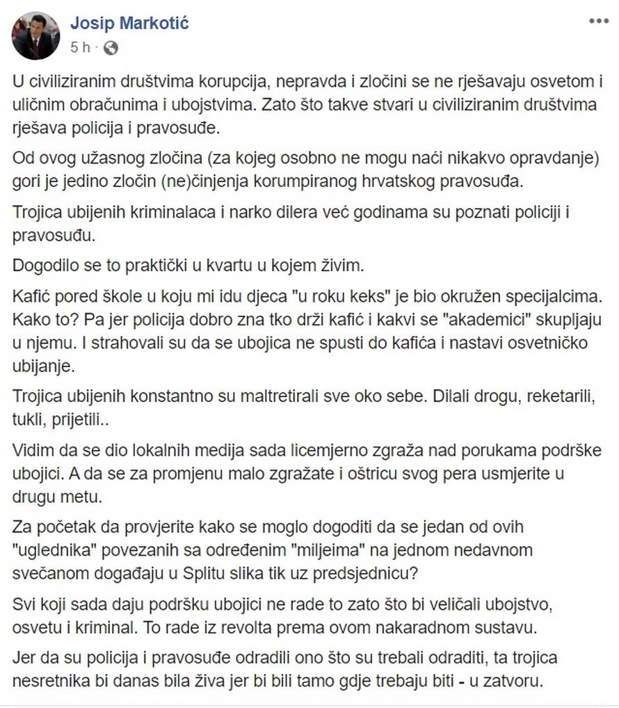 Mostov vijećnik iz Splita tvrdi: Ubijeni su dilali, tukli i prijetili