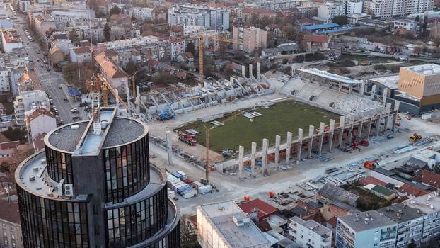 Zagreb: Fotografije iz zraka radova na novom stadionu u Kranjčevićevoj