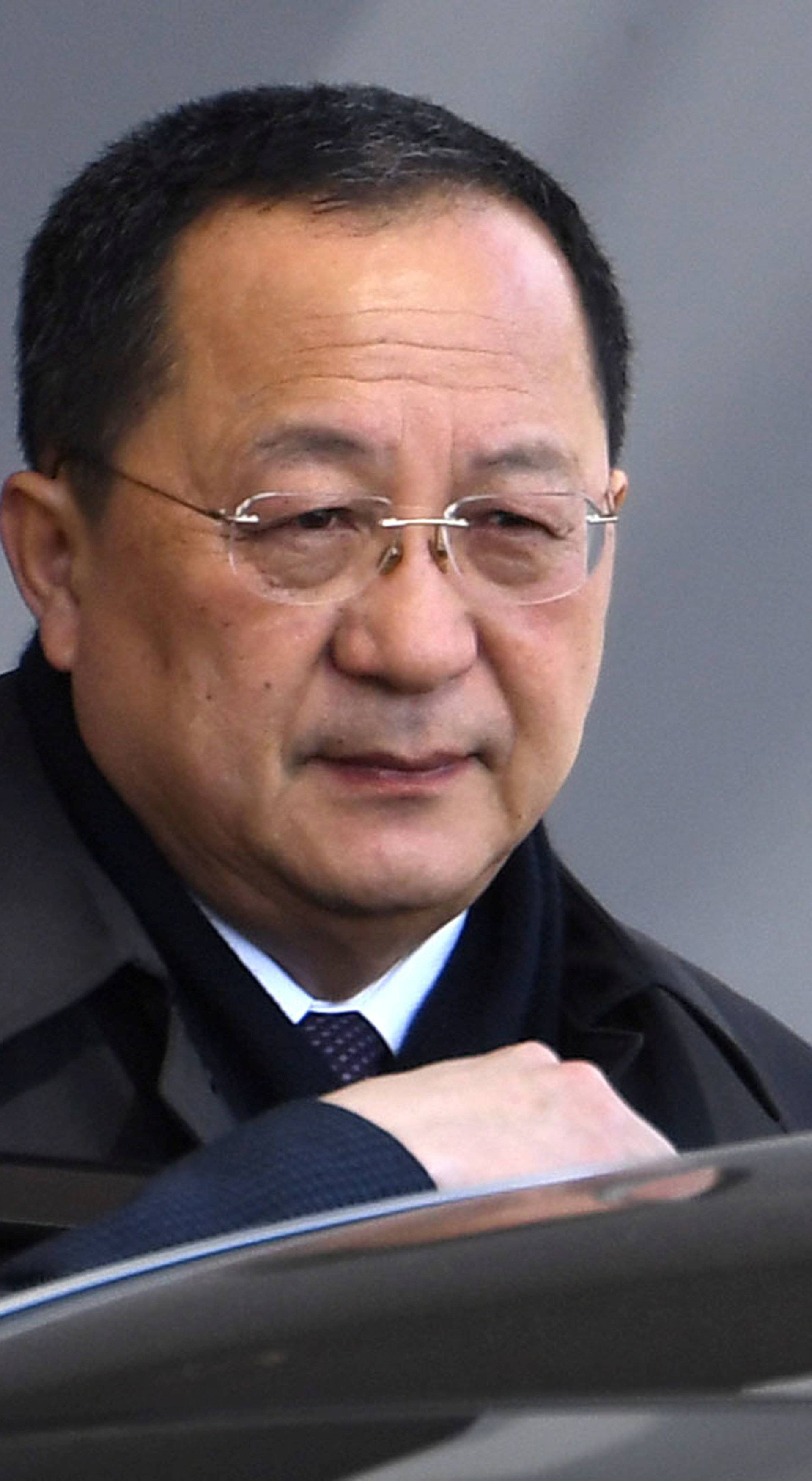 North Korean Foreign Minister Ri Yong Ho arrives at Beijing International Airport on his way to Sweden in Beijing
