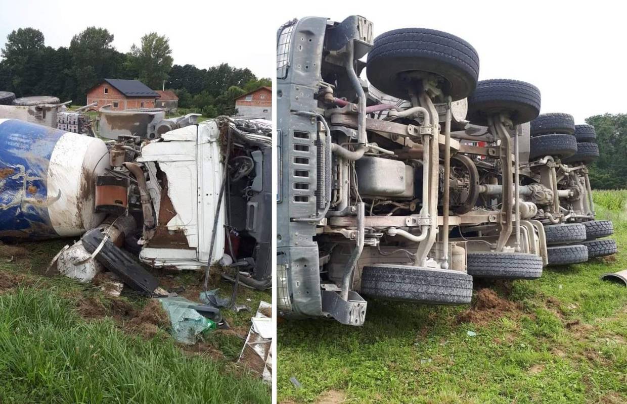 Nesreća kraj Križevaca: Kamion prevozio beton i sletio s ceste