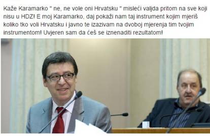 Jovanović zove Karamarka na dvoboj mjerenja domoljublja