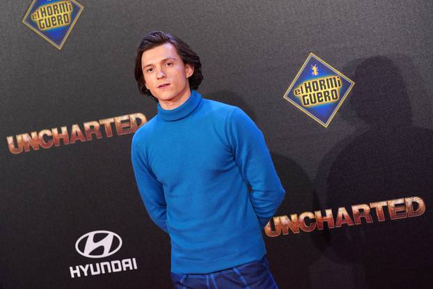 Tom Holland Attends "Uncharted" Madrid Photocall.