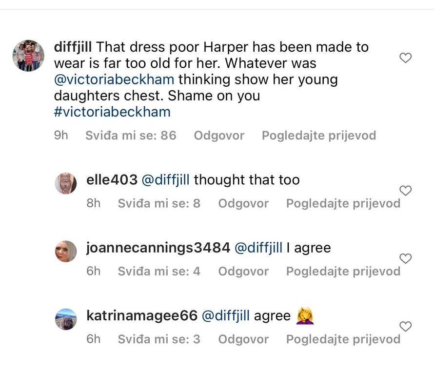 Victoria Beckham odjenula kći (11) u dekoltiranu haljinu, ljudi zgroženi: 'Ma sram te bilo!'