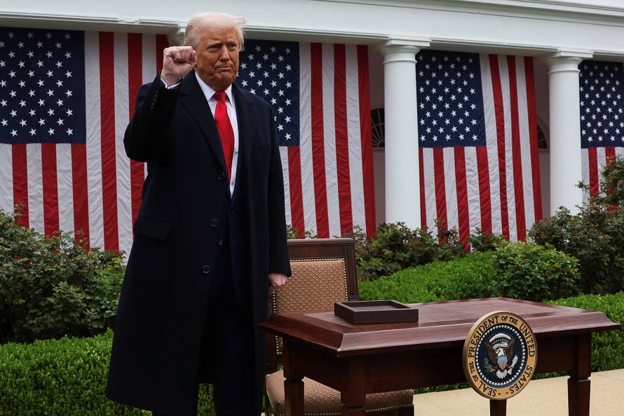 U.S. President Trump delivers remarks on tariffs at the White House