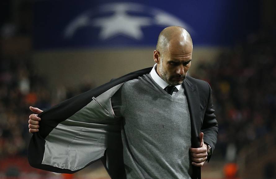 Manchester City manager Pep Guardiola looks dejected after the game