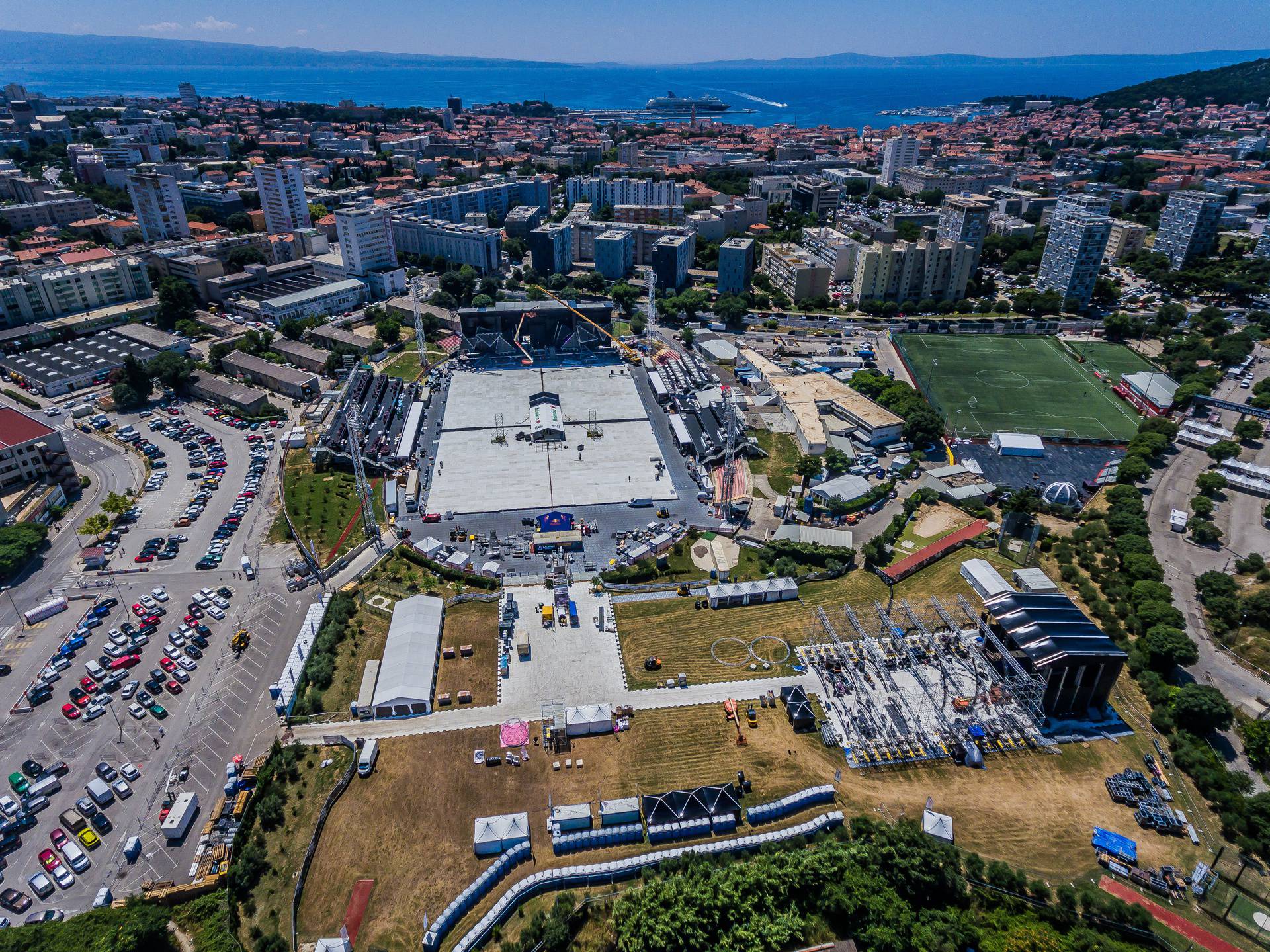 Split: Pogled iz zraka na pripreme za Ultru u Parku mladeži