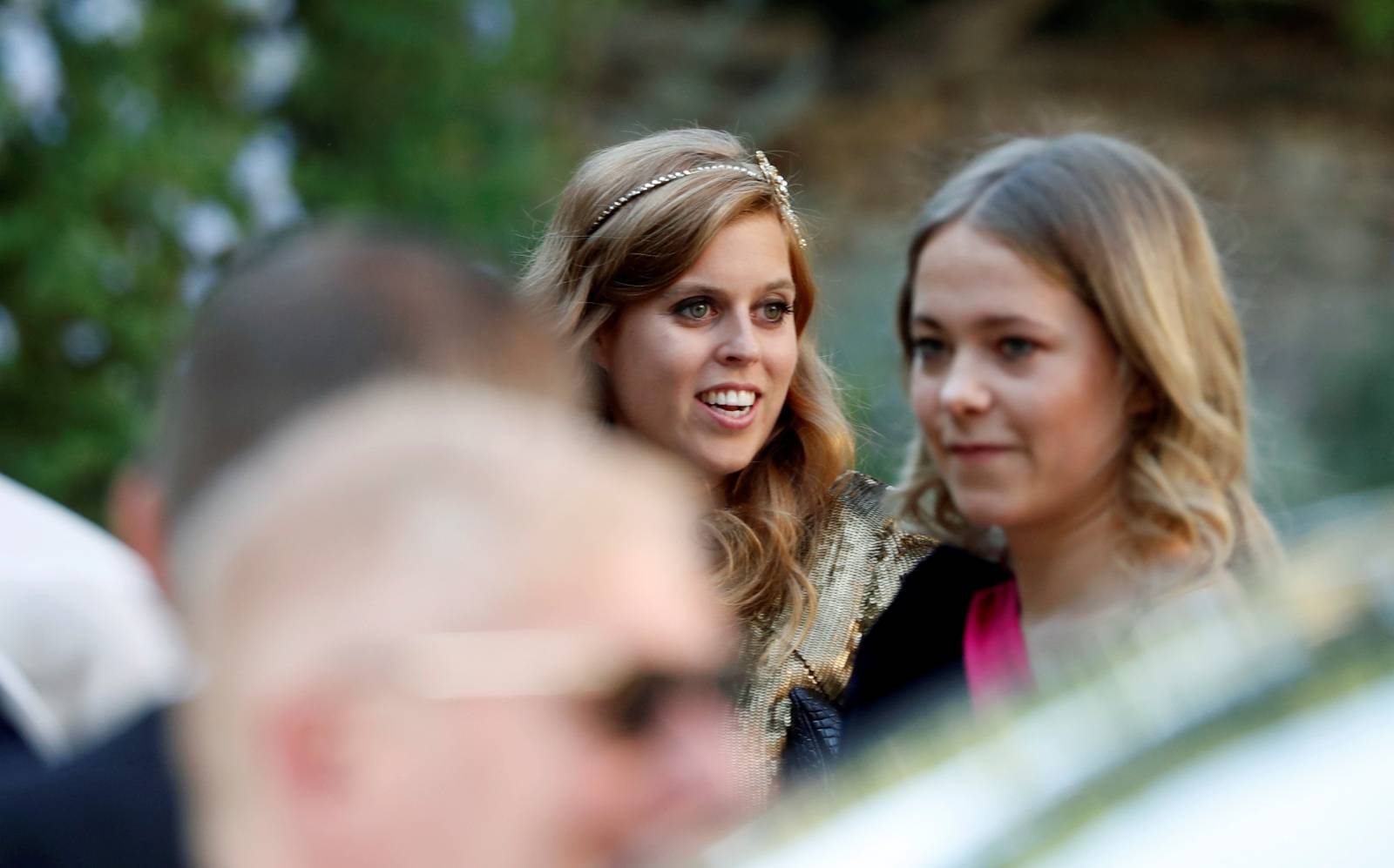 Princess Beatrice of York arrives to attend the wedding of fashion designer Misha Nonoo at Villa Aurelia in Rome