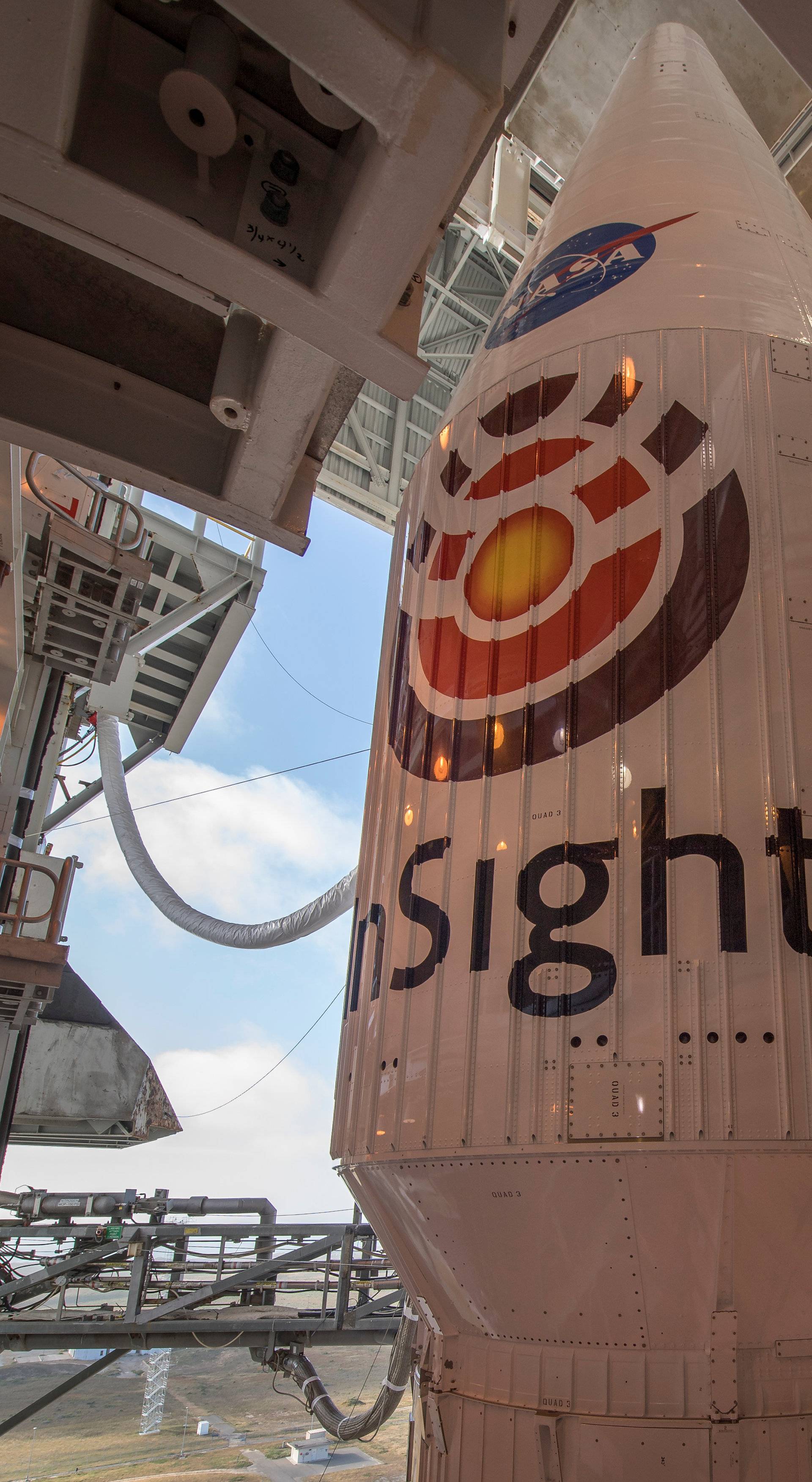 The United Launch Alliance Atlas-V rocket with NASA's InSight spacecraft onboard at Vandenberg Air Force Base in California