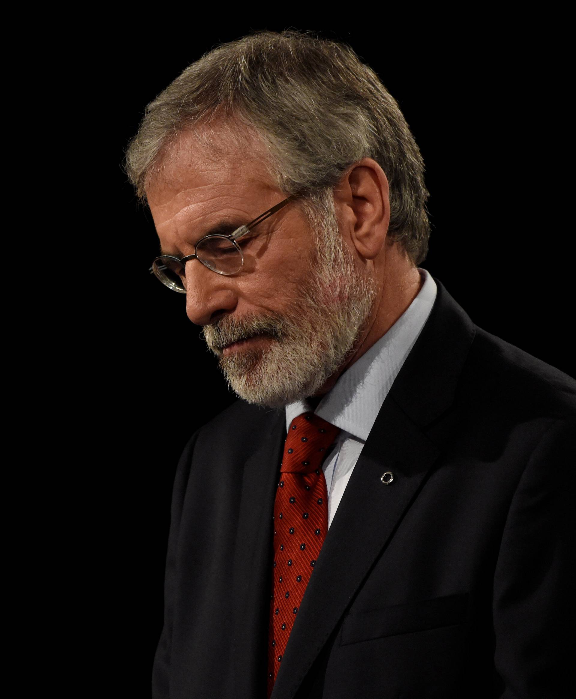 Sinn Fein President Gerry Adams delivers a speech at his party's annual conference in Dublin