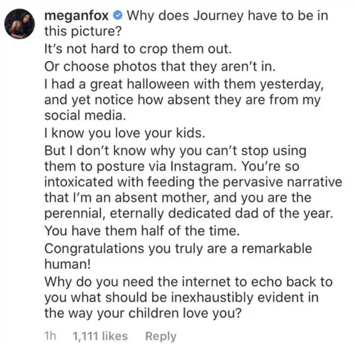 Megan Fox napala bivšeg muža zbog fotografije: 'Čestitam! Ti si otac godine, a ja sam najgora'