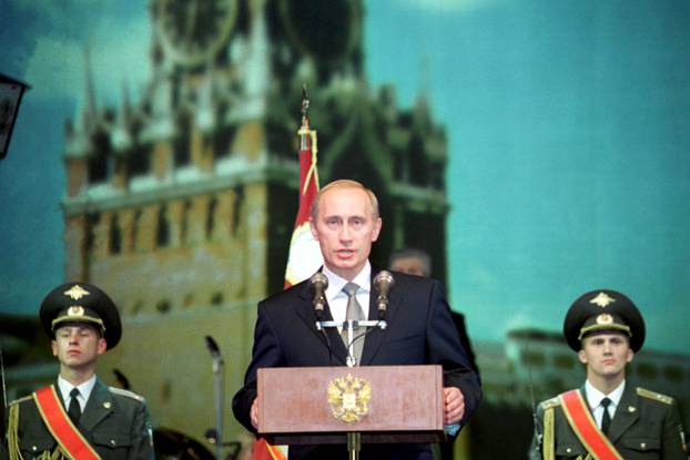 FILE PHOTO: Russian President Vladimir Putin addresses an audience during a ceremony to mark the country