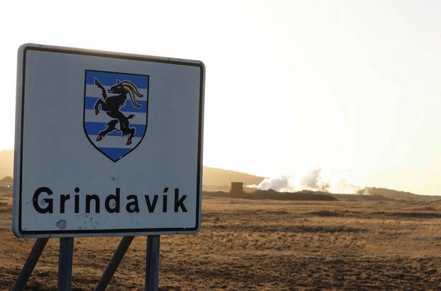 A sign of the village of Grindavik
