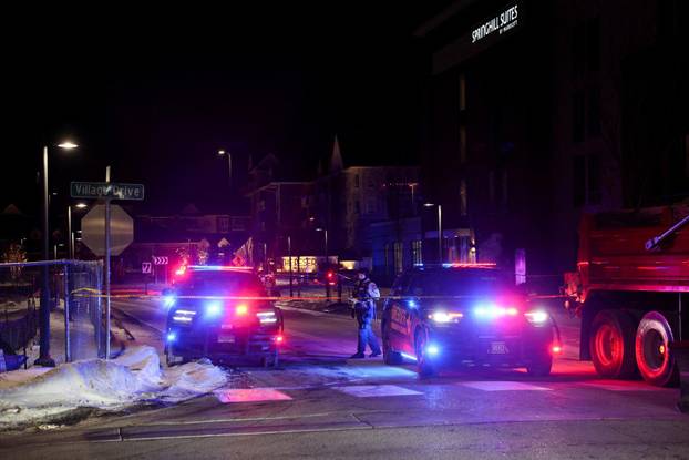 Protest outside the hotel where Bovino, who has been removed from his role, is reportedly staying, in Maple Grove