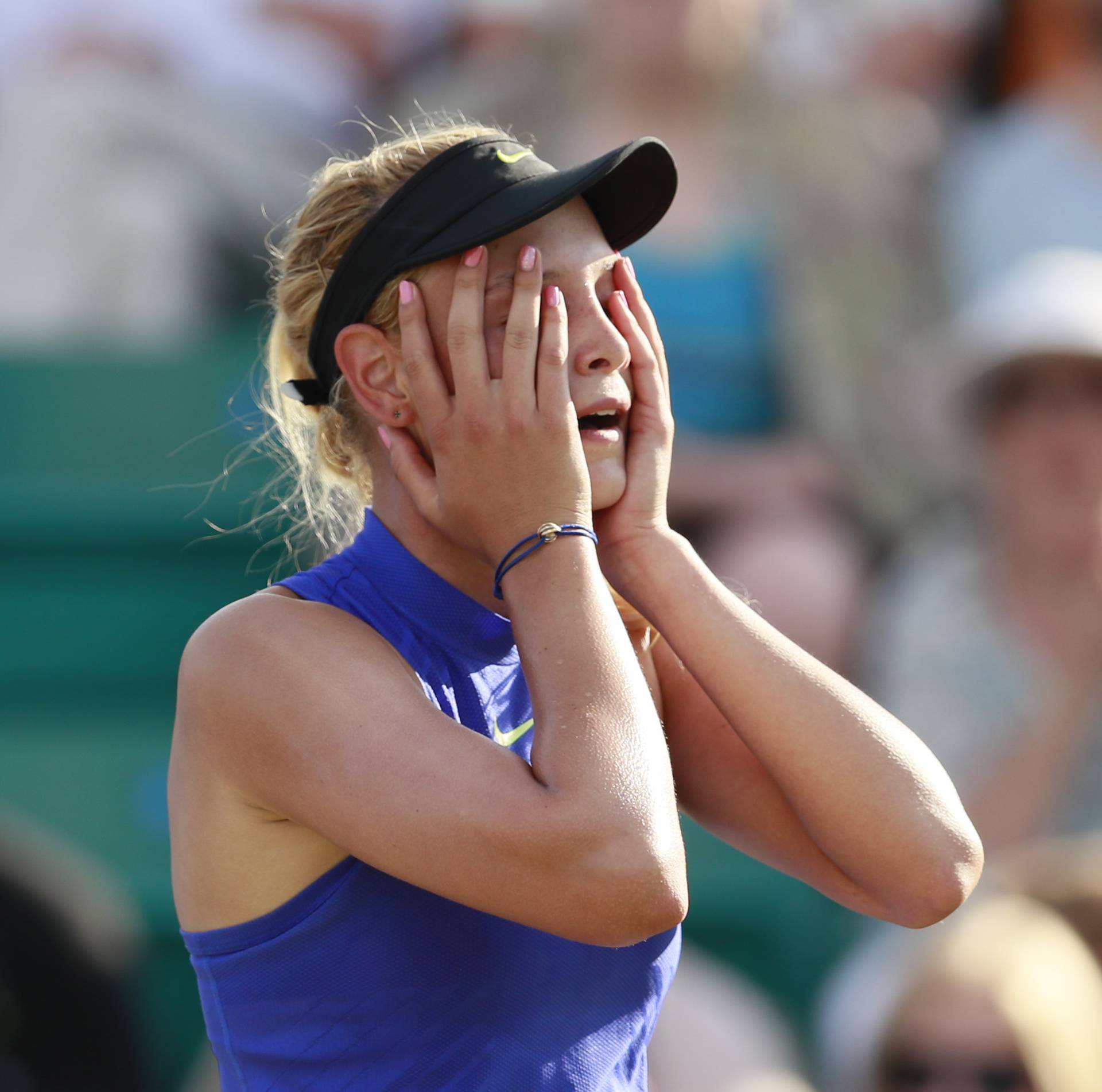 Croatia's Donna Vekic celebrates winning the final against Great Britain's Johanna Konta