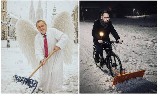 FOTO Hit memovi o snijegu, osvanuo i Sv. Bandi&cacute; s lopatom: 'Gledaj Tomek kak se to dela!'