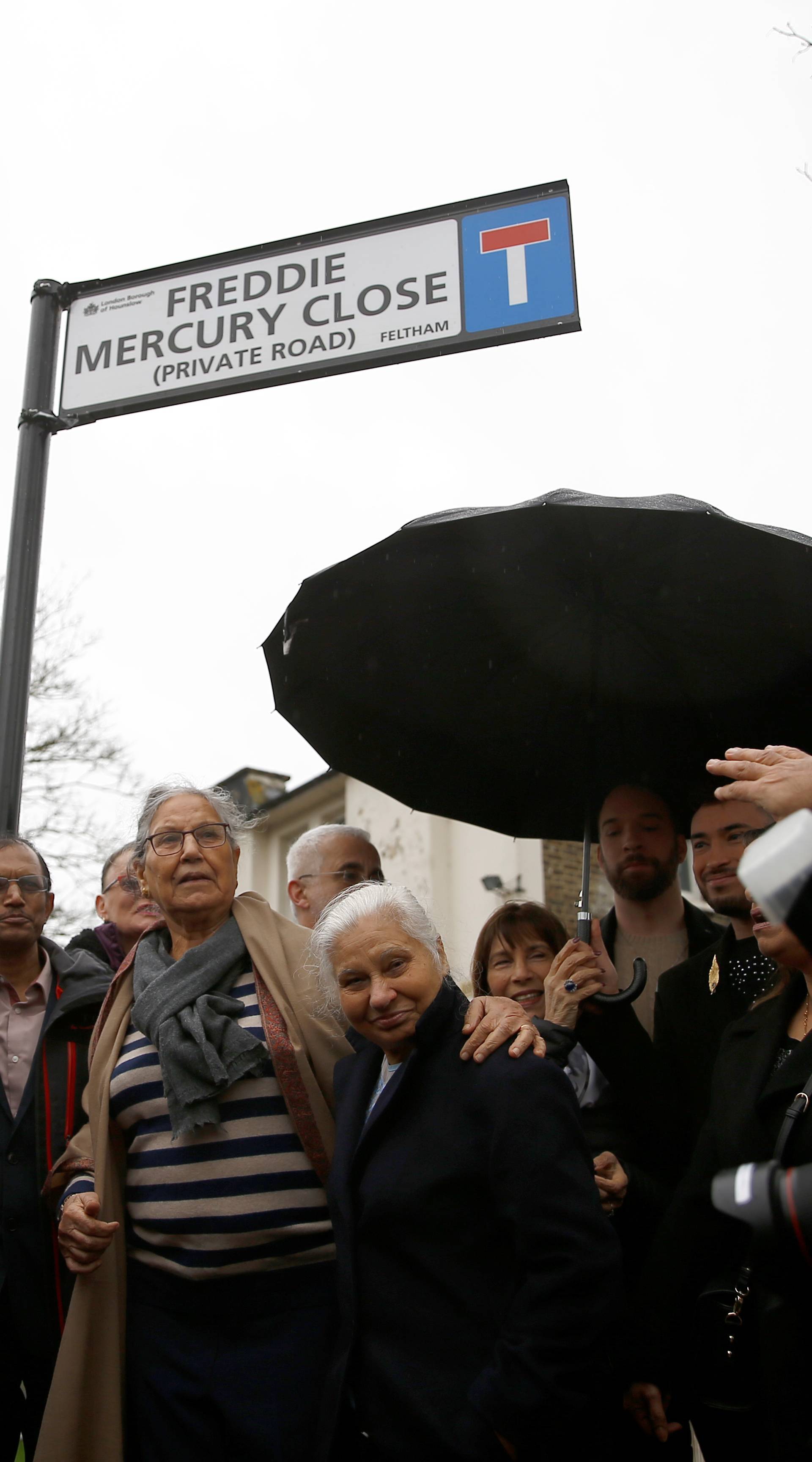 Ceremony to rename street in Feltham "Freddie Mercury Close", in Feltham, Greater London