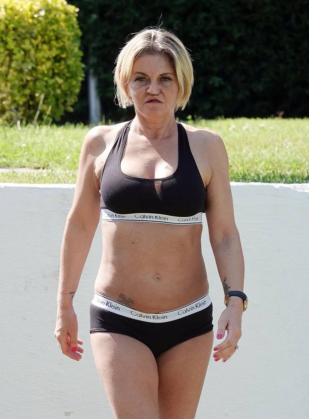 *PREMIUM-EXCLUSIVE* *MUST CALL FOR PRICING* Former Eastenders soap star Danniella Westbrook enjoying some yoga as she's pictured working out while on a sunshine break in Antalya.