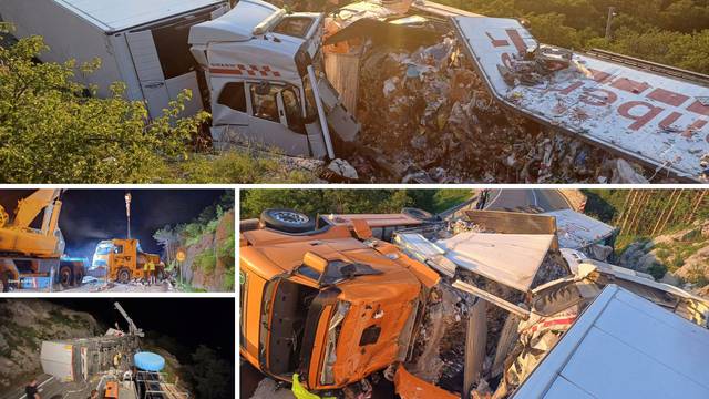 VIDEO Kamioni smrskani nakon sudara kod Klenovice, vozača helikopterom vozili u bolnicu