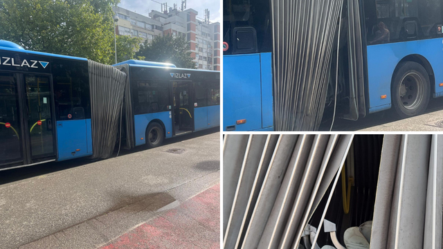 ZET-ov bus naletio na armiranu ploču na cesti pa se prepolovio: 'Sparkirao se i odjednom puklo'