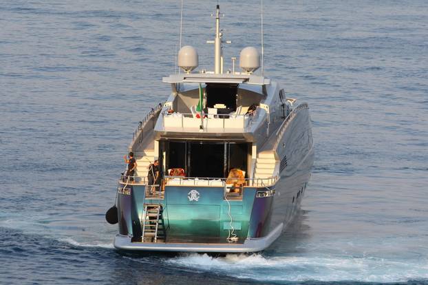 Roberto Cavalli on his yacht in Portofino, Liguria, Italy