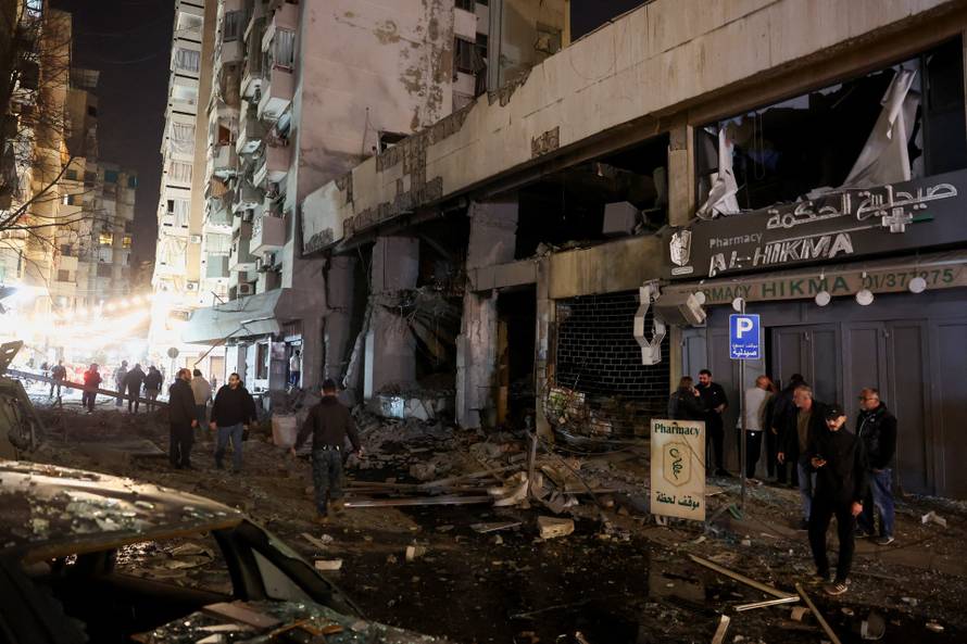 Aftermath of a reported Israeli strike in Zuqaq al-Blat, central Beirut