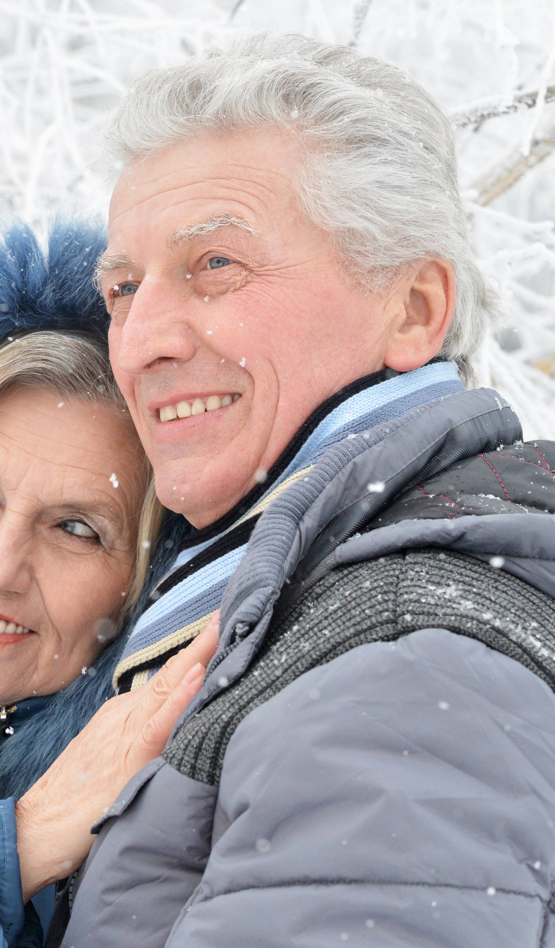 senior couple at winter outdoors