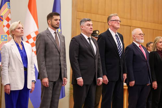 Zagreb: Predsjednik RH Zoran Milanović uručio odlikovanje Red kneza Trpimira s ogrlicom i Danicom Filipu Hrgoviću