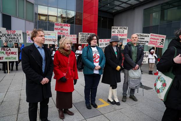 Prosvjed protiv mega klaonice peradi u Sisku ispred Ministarstva zaštite okoliša i zelene tranzicije 