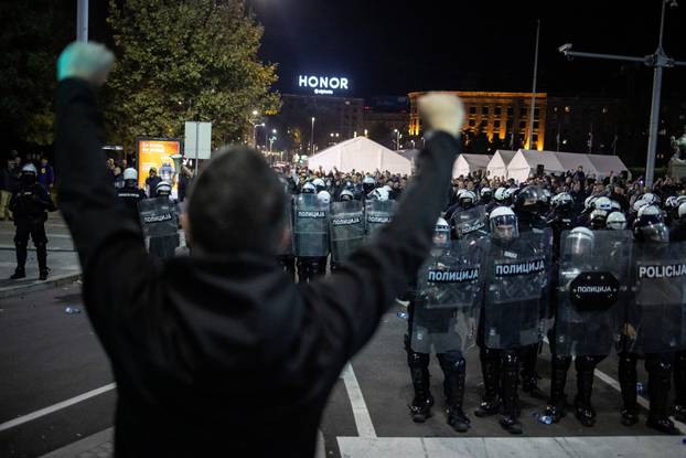 Protest near the Serbian parliament in Belgrade