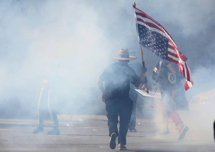 Protest against federal immigration sweeps, in Los Angeles